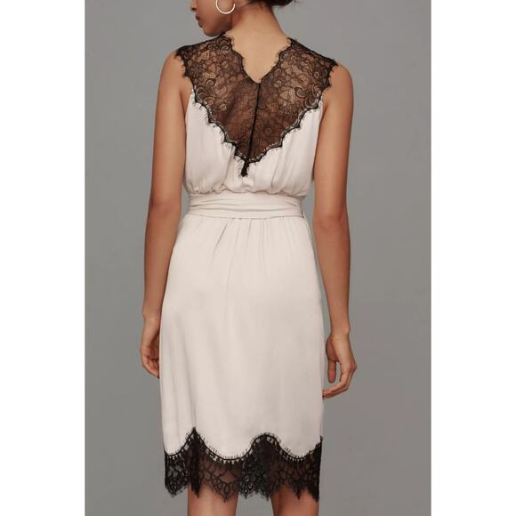NWT By Anthropologie Sleeveless V-Neck Lace Wrap Midi Dress $168 MEDIUM Beige - Picture 4 of 7